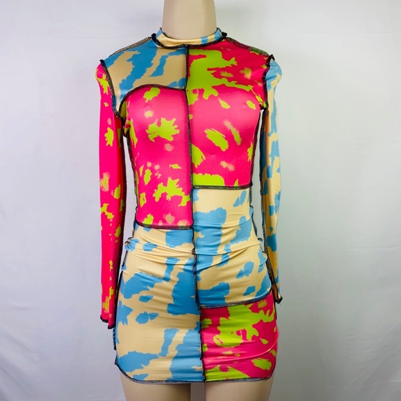 Multi color mini dress - Picture 1 of 3